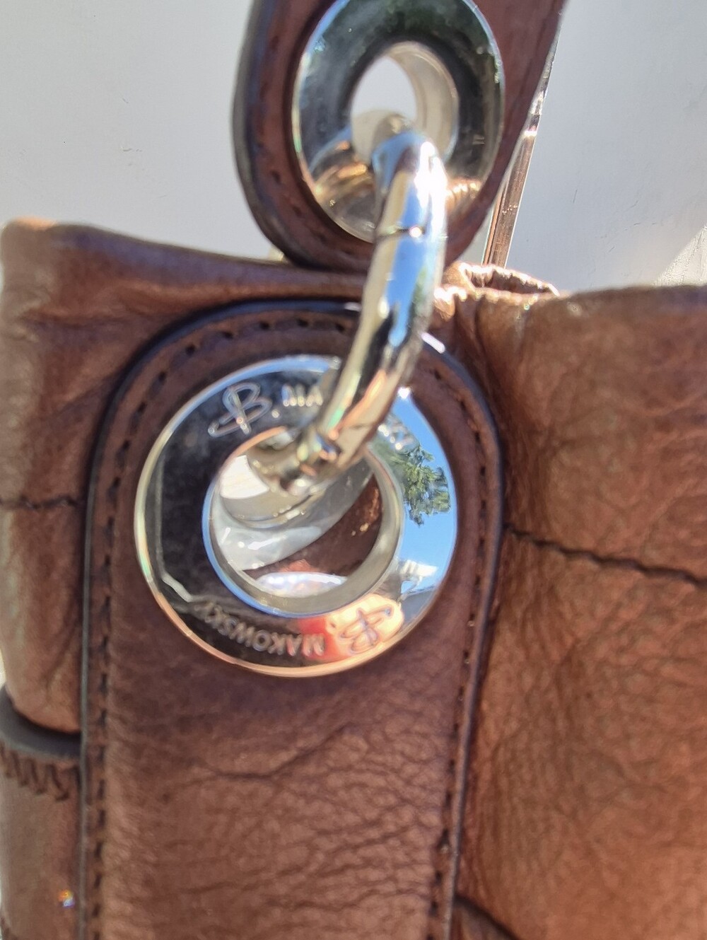 B. Makowsky Vintage Leather Belted Hobo Bag - Picture 9 of 15